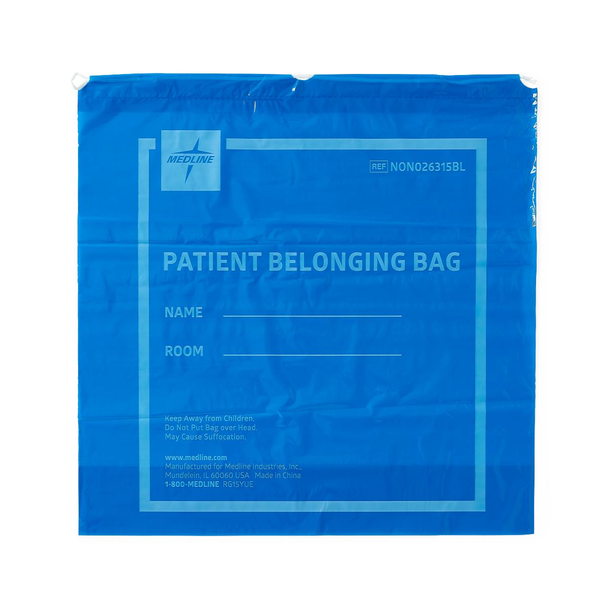 Bag, Patient Belonging Blue Drawstring Plastic 20X20 Pipeline Medical