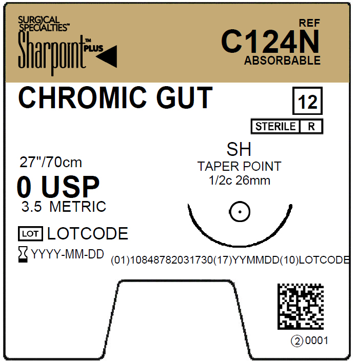 Suture   Chromic Gut 0  1X27 Sh