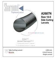 Sharpoint Ophthalmic Suture   Nylon   10 0   Black   6   Bsl5   Side Cutting Lancet   Bi Curve   4 88Mm
